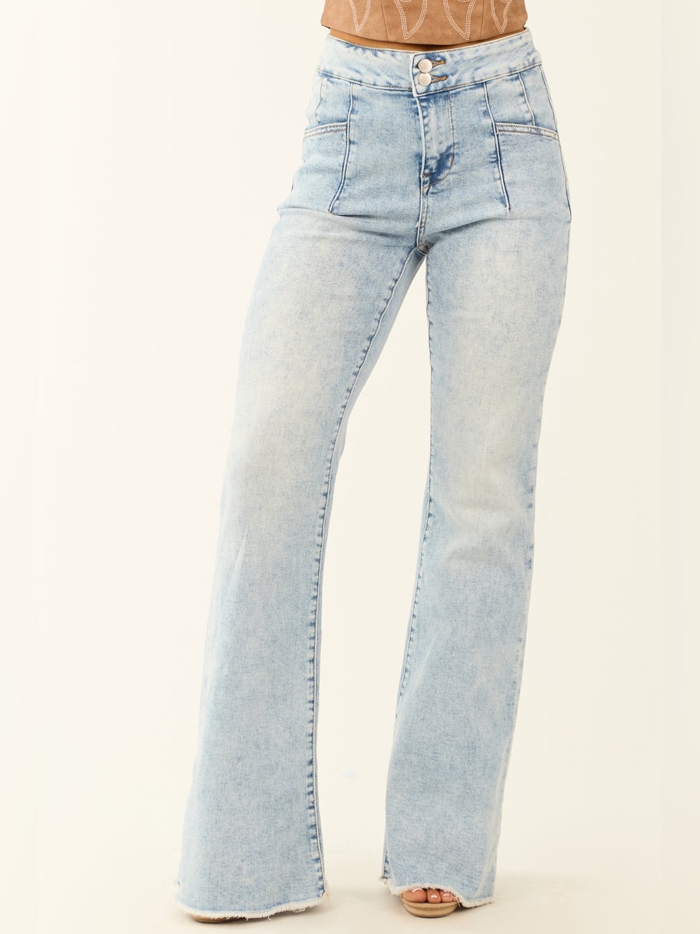 Mica, High-Waist Light \ Acid Wash Wide Leg Jeans - Women